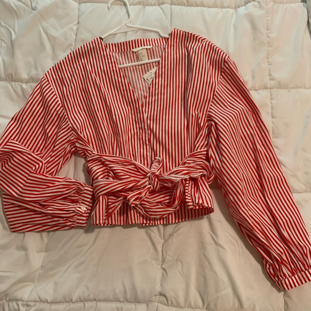 Cropped wrap shirt